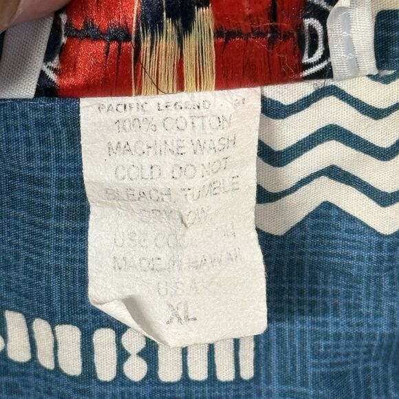 Pacific Legend Hawaiian Shirt Turtle Aztec Tribal Made In Hawaii Blue Men XL EUC - Picture 7 of 11